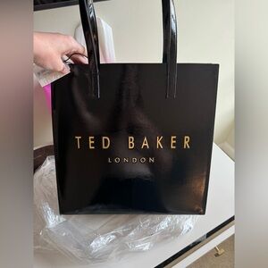 NWT Ted Baker London large black Crinkon leather bag